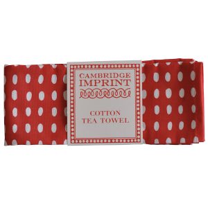 Cambridge Imprint Bean Tea Towel in Red