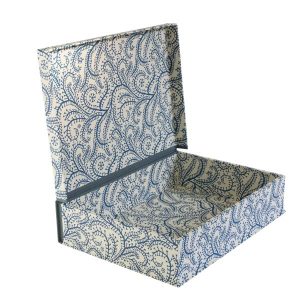 A4 Box File Seaweed Paisley Prussian Blue by Cambridge Imprint