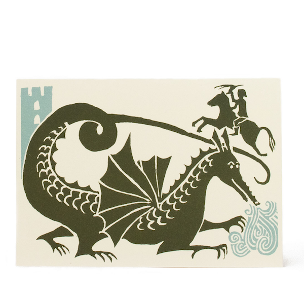 Cambridge Imprint Card Dragon Green and Turquoise