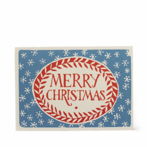 Cambridge Imprint Merry Christmas card Blue and Red