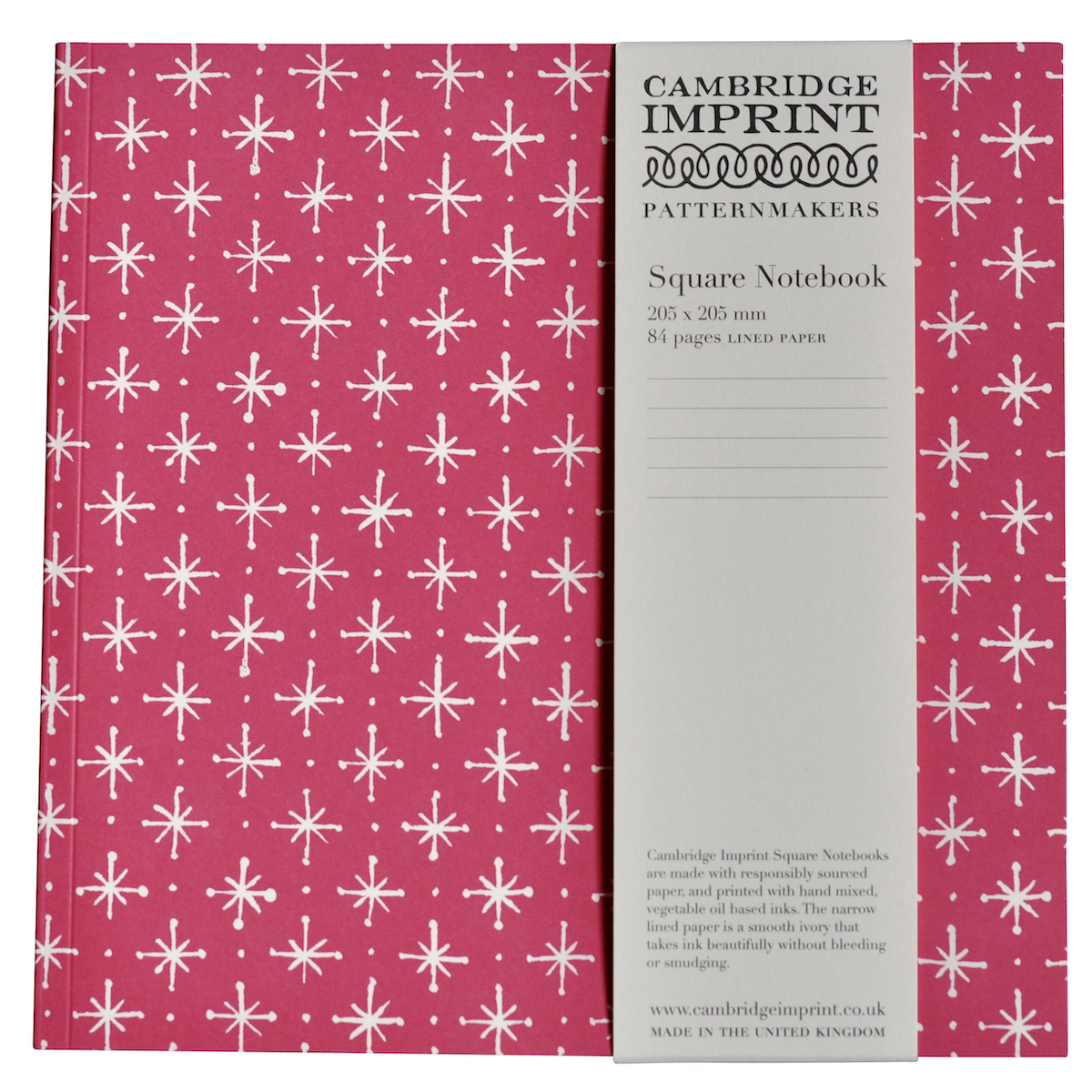 Square Lined Notebook Large Stars Magenta | Notebooks | Cambridge Imprint