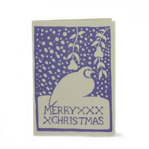 Cambridge Imprint Card Merry Christmas Partridge Blue