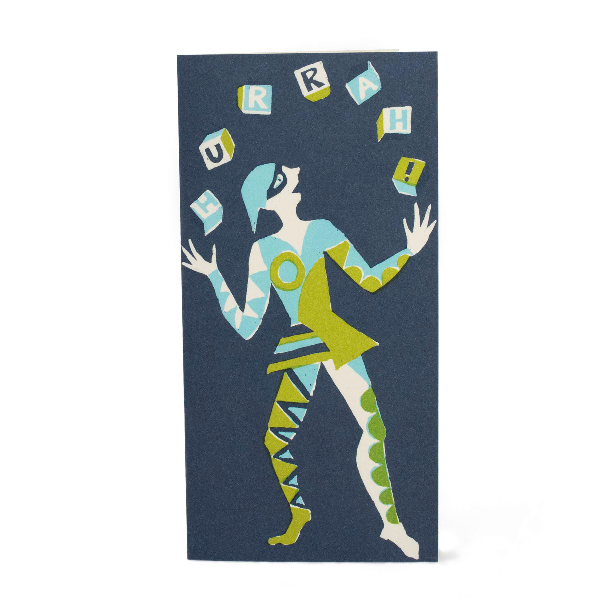 Juggler Hurrah! Green, Turquoise and Navy Cards Cambridge Imprint