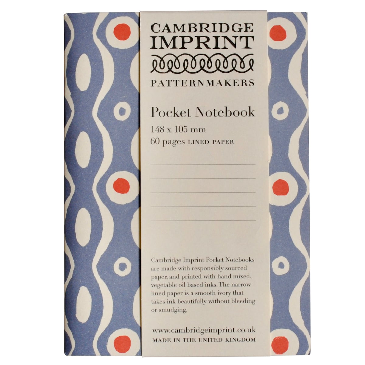Cornbread Notebook Pocket Notebook Persephone Cornflower and Red | Notebooks | Cambridge ...