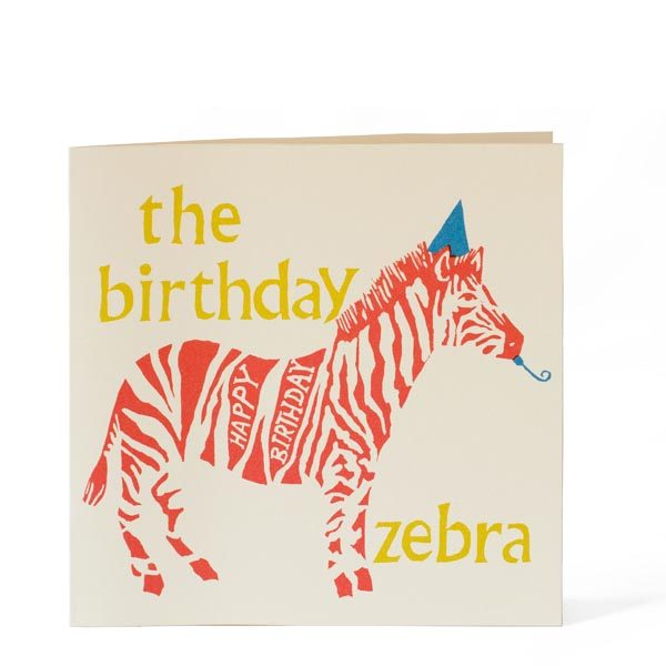 Birthday Zebra Card by Cambridge Imprint