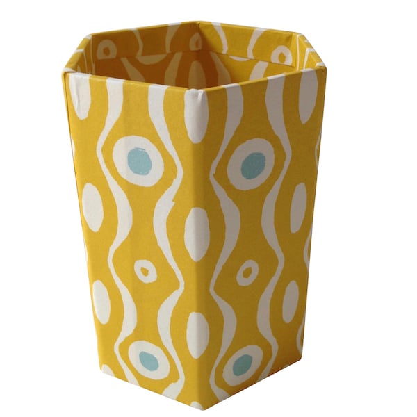 Peracles Pot Hexagonal Pencil Pot Persephone Mustard and Turquoise | Cambridge Imprint
