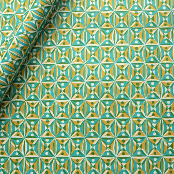 Cambridge Imprint Patterned Paper in Kaleidoscope Yellow and Turquoise