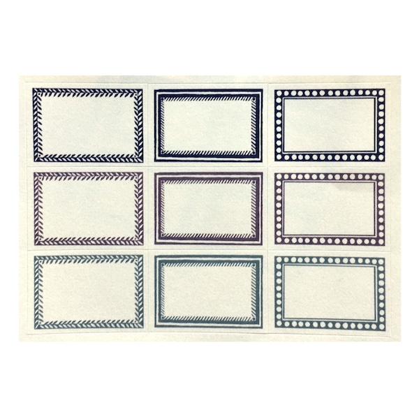 Small labels in Blue and Purple