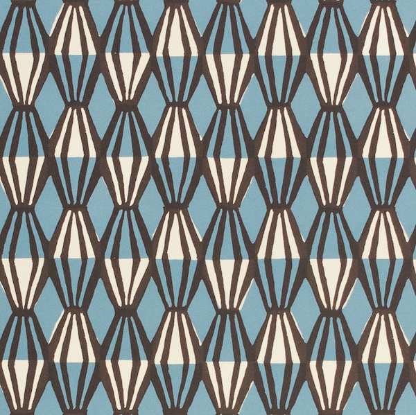 Cambridge Imprint Threadwork Patterned Paper in Blue and Coffee