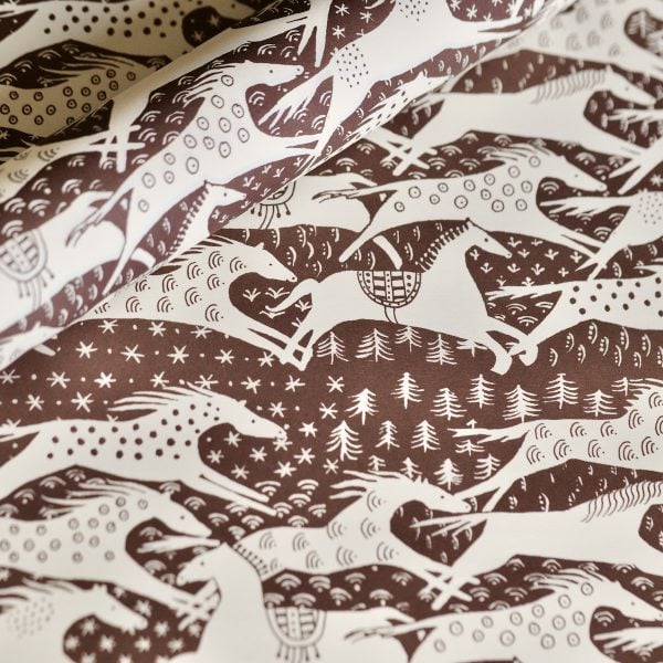 Horse patterned paper in Chocolate Brown by Cambridge Imprint