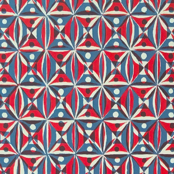 Cambridge Imprint Kaleidoscope Patterned Paper in Red and Blue