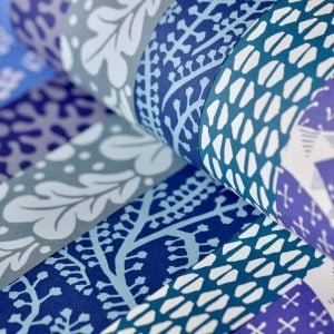 10 Assorted Sheets of Blue Patterned Papers