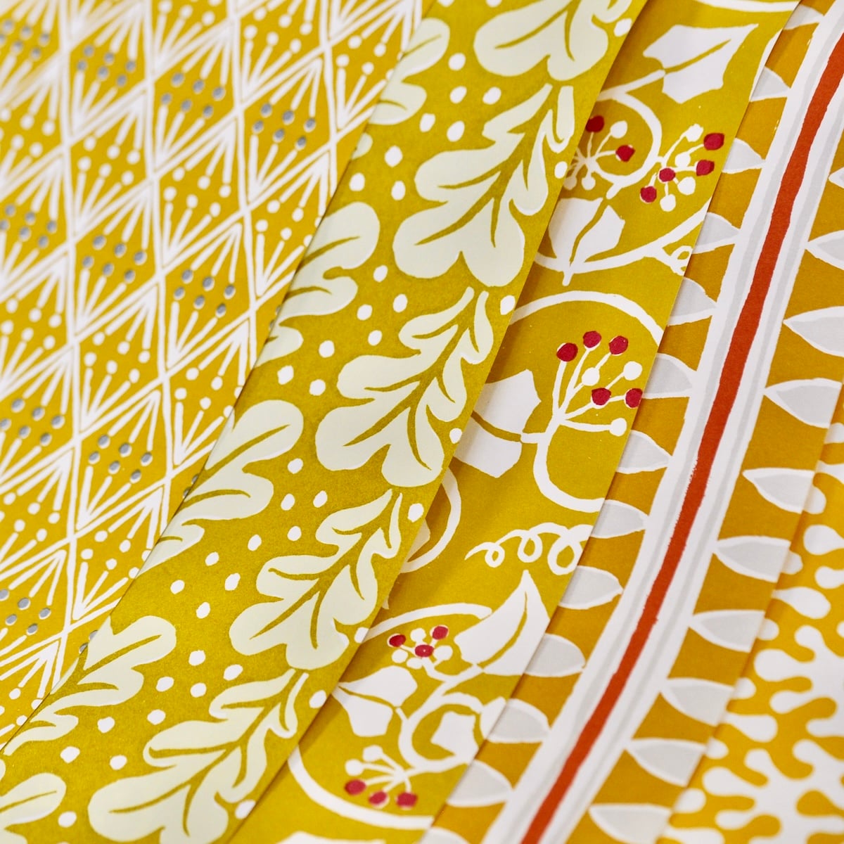 10 Assorted Sheets of Yellow Patterned Papers - Cambridge Imprint