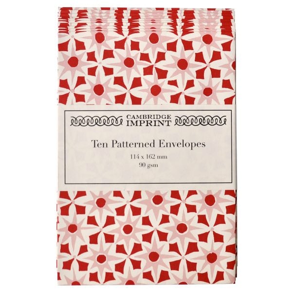 Alhambra Red and Pink Patterned Envelopes by Cambridge Imprint