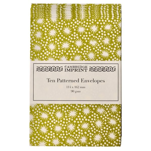 Cambridge Imprint Patterned Envelopes  in Animalcules Bawden Green