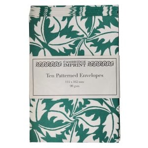 Packet of Ten Patterned Envelopes Dandelion Bottle Green