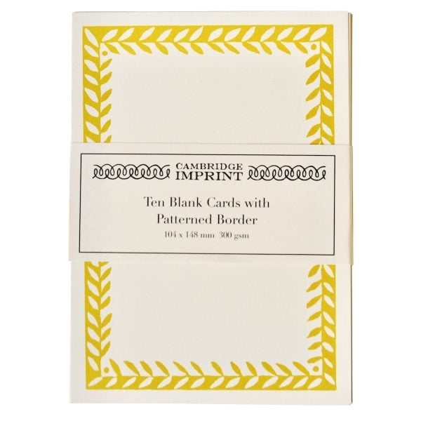 Cambridge Imprint Blank Cards with Patterned Border in Mustard