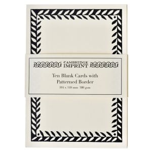 10 Postcards with Patterned Border in Blue-Black