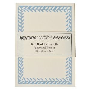 10 Postcards with Patterned Border in Bright Blue