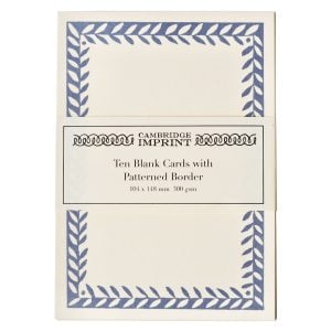 10 Postcards with Patterned Border in Cornflower