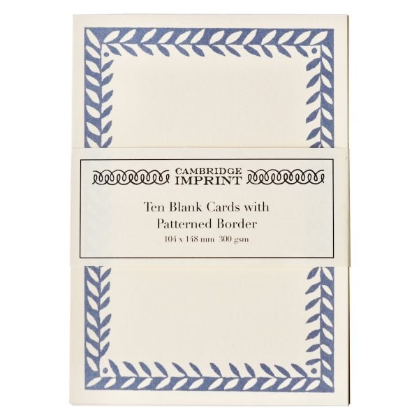 Cambridge Imprint Blank Cards with Patterned Border in Cornflower
