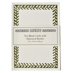 10 Postcards with Patterned Border in Olive Green