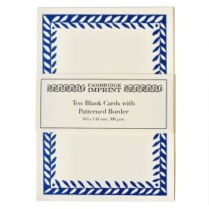 10 Postcards with Patterned Border in Prussian Blue