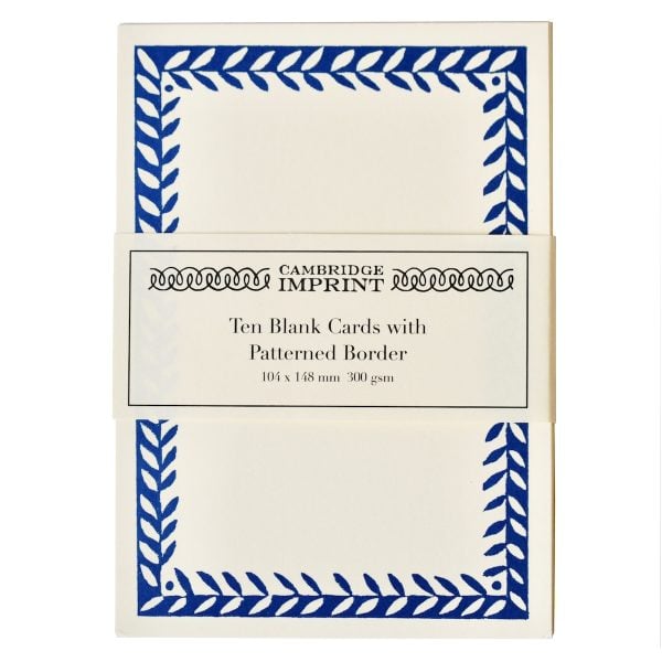 Prussian Blue Notecard with Patterned Border