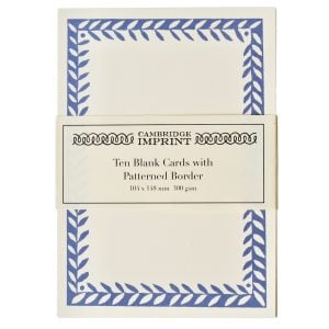 10 Postcards with Patterned Border in Scumble Blue