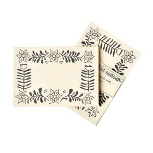Cambridge Imprint Small Cards with Folk Art Patterned Border in Blue-Black