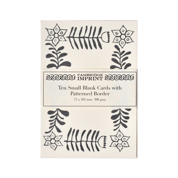 Cambridge Imprint Small Cards with Folk Art Patterned Border in Blue-Black