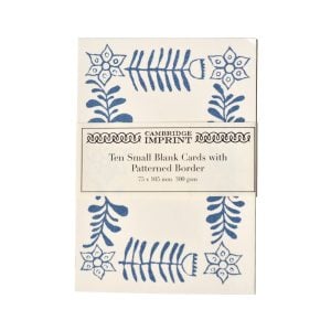 10 Small Cards with Patterned Border in Blue
