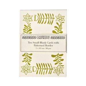 10 Small Cards with Patterned Border in Bawden Green