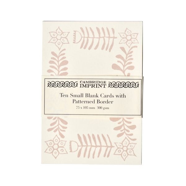 Cambridge Imprint Small Cards with Folk Art Patterned Border in Plaster Pink