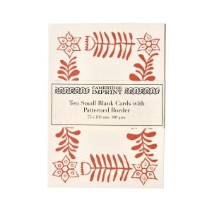 Ten Small Cards with Patterned Border in Red