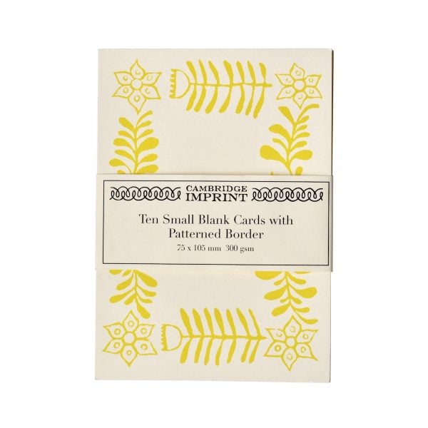 Cambridge Imprint Small Cards with Folk Art Patterned Border in Yellow