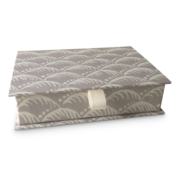 Cambridge Imprint Postcard Box covered in Wave Patterned Paper