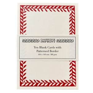 10 Postcards with Patterned Border in Crimson