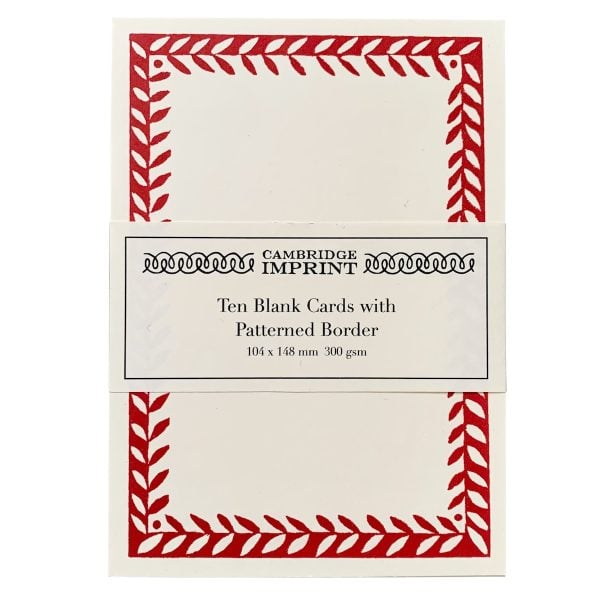 Notecard with Patterned Border in Crimson by Cambridge Imprint