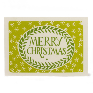 Merry Christmas Card in Green by Cambridge Imprint