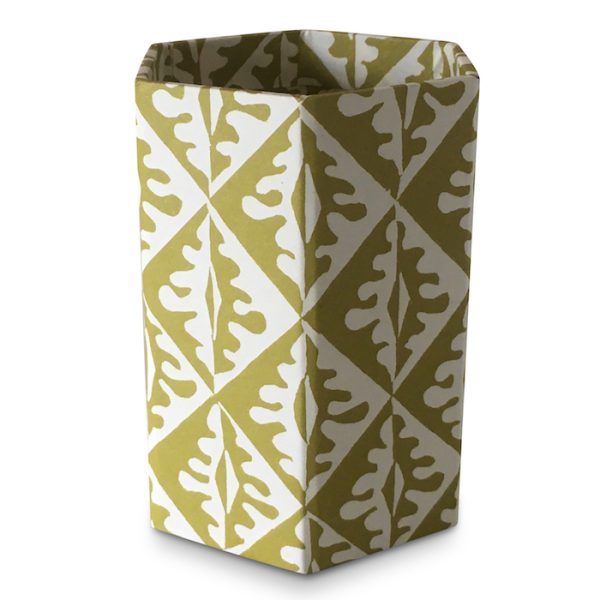 Pencil Pot covered in Oak Leaves Patterned Paper by Cambridge Imprint