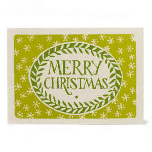 Merry Christmas Card in Green by Cambridge Imprint