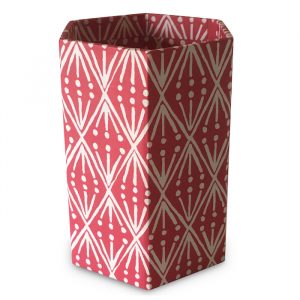 Pencil Pot covered in Selvedge patterned paper by Cambridge Imprint