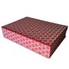 A4 Box File covered in Selvedge Madder patterned paper by Cambridge Imprint