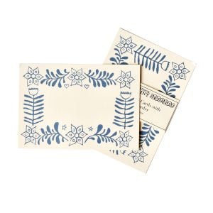 10 Small Cards with Patterned Border in Blue