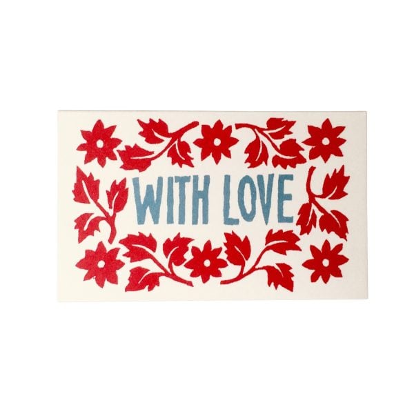 Tiny Leaves and Stars Gift Card by Cambridge Imprint in Red and Blue