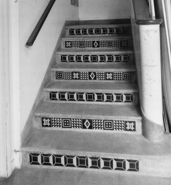 Stairs at NLCS designed by Peggy Angus and her pupils