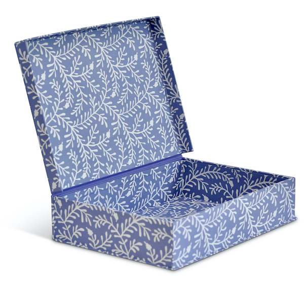 Hand-built A4 Box File covered in Sprig Harebell Patterned Paper