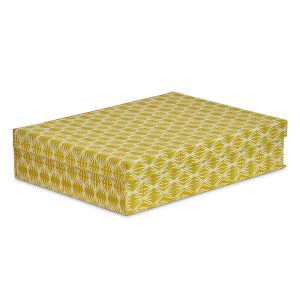 Hand-built A4 Box File covered in Selvedge Mustard Patterned Paper