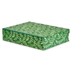 Hand-built A4 Box File covered in Sprig Pea Green Patterned Paper
